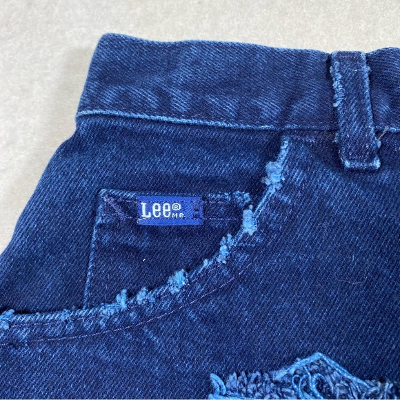 Lee High Waist Distressed Shorts Blue Denim Jean Shorts 10M Frayed Hem P… - Picture 2 of 10